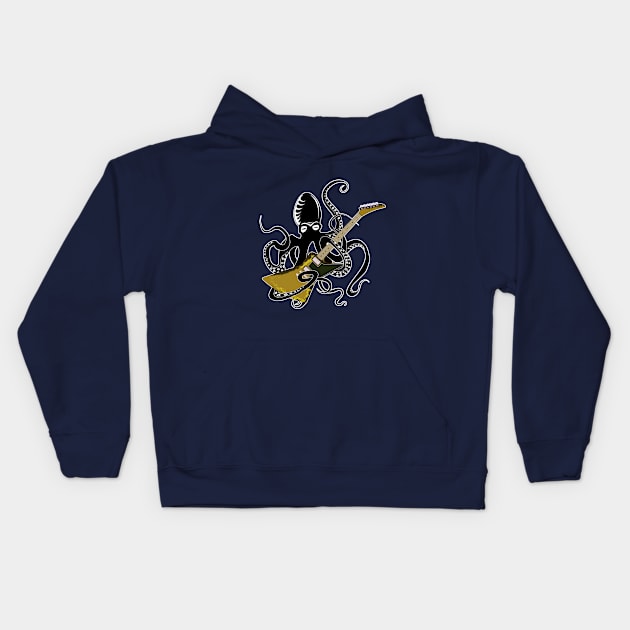 Kraken with explorer guitar Kids Hoodie by Brash Ideas